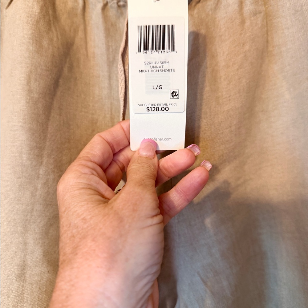 Eileen Fisher Beige Linen Shorts - Picture 2 of 5